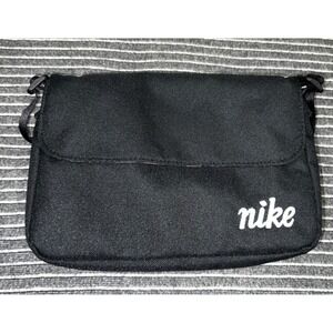 Nike Black Canvas Crossbody Bag Script Logo Adjustable Strap Messenger Bag